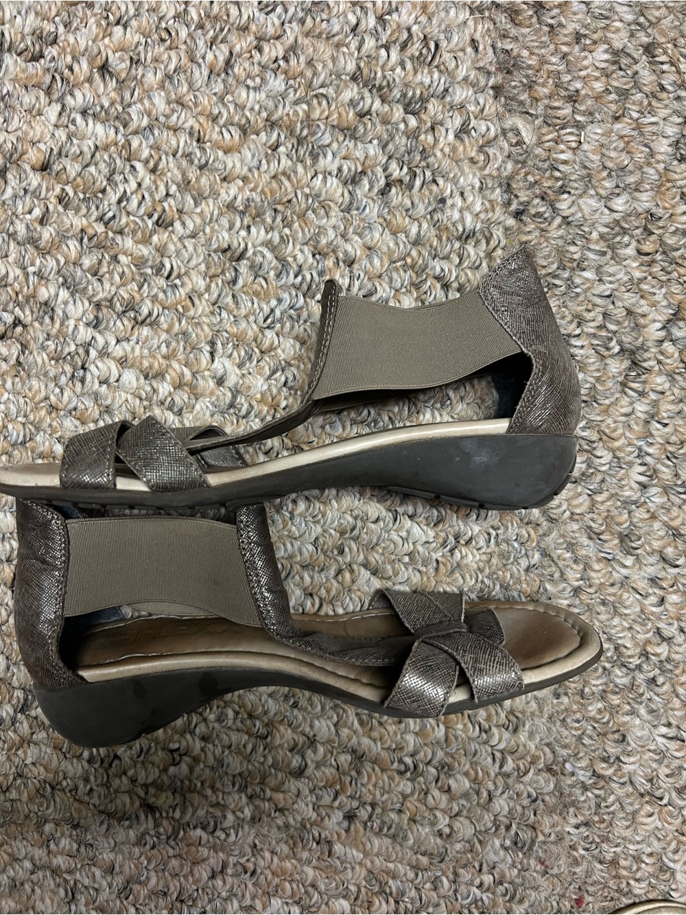 THE FLEXX Metallic Pewter Strappy Low Wedge Sandals